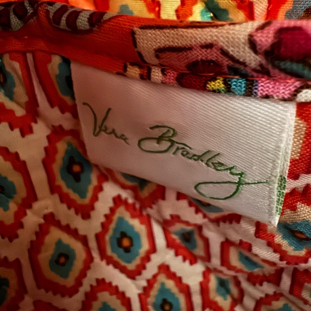 Vera Bradley Tote Bag Purse Melon Color with Floral Pattern 15 X 13 X 4 inches - Picture 4 of 5